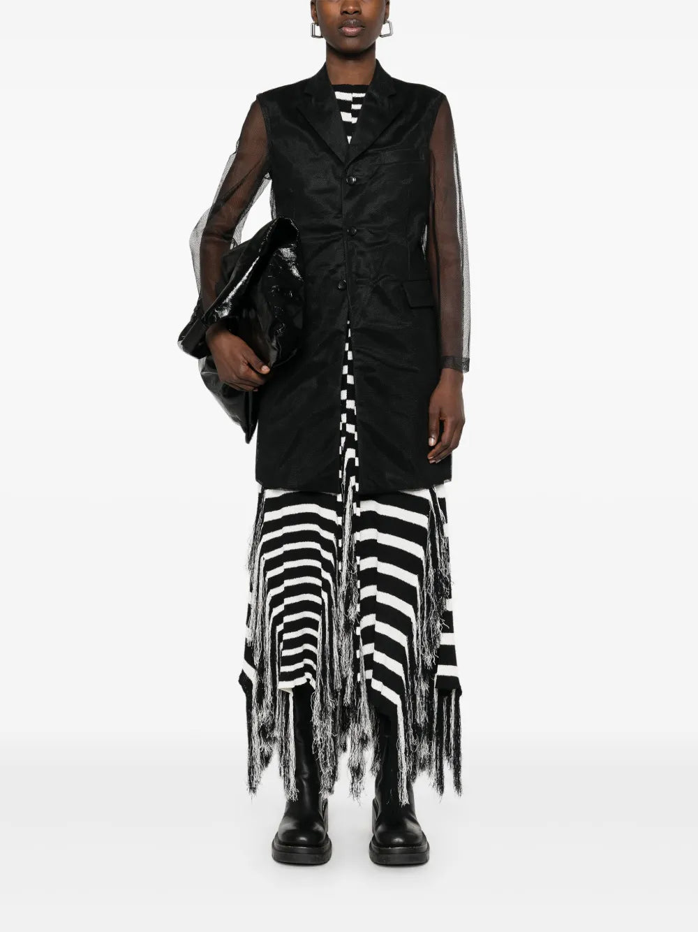 Mesh-Overlay Coat