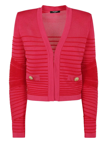 Ribbed-Detail Cardigan