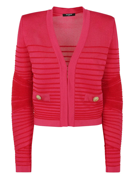 Ribbed-Detail Cardigan