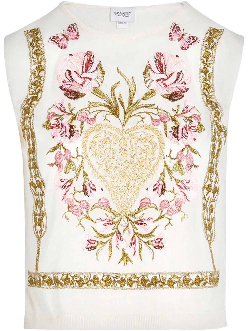 Floral-Embroidered Tank Top