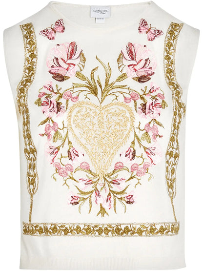 Floral-Embroidered Tank Top