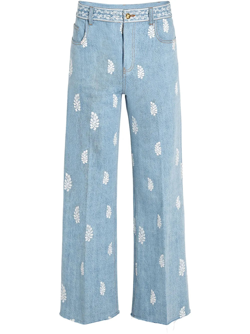 Floral-Embroidered Jeans