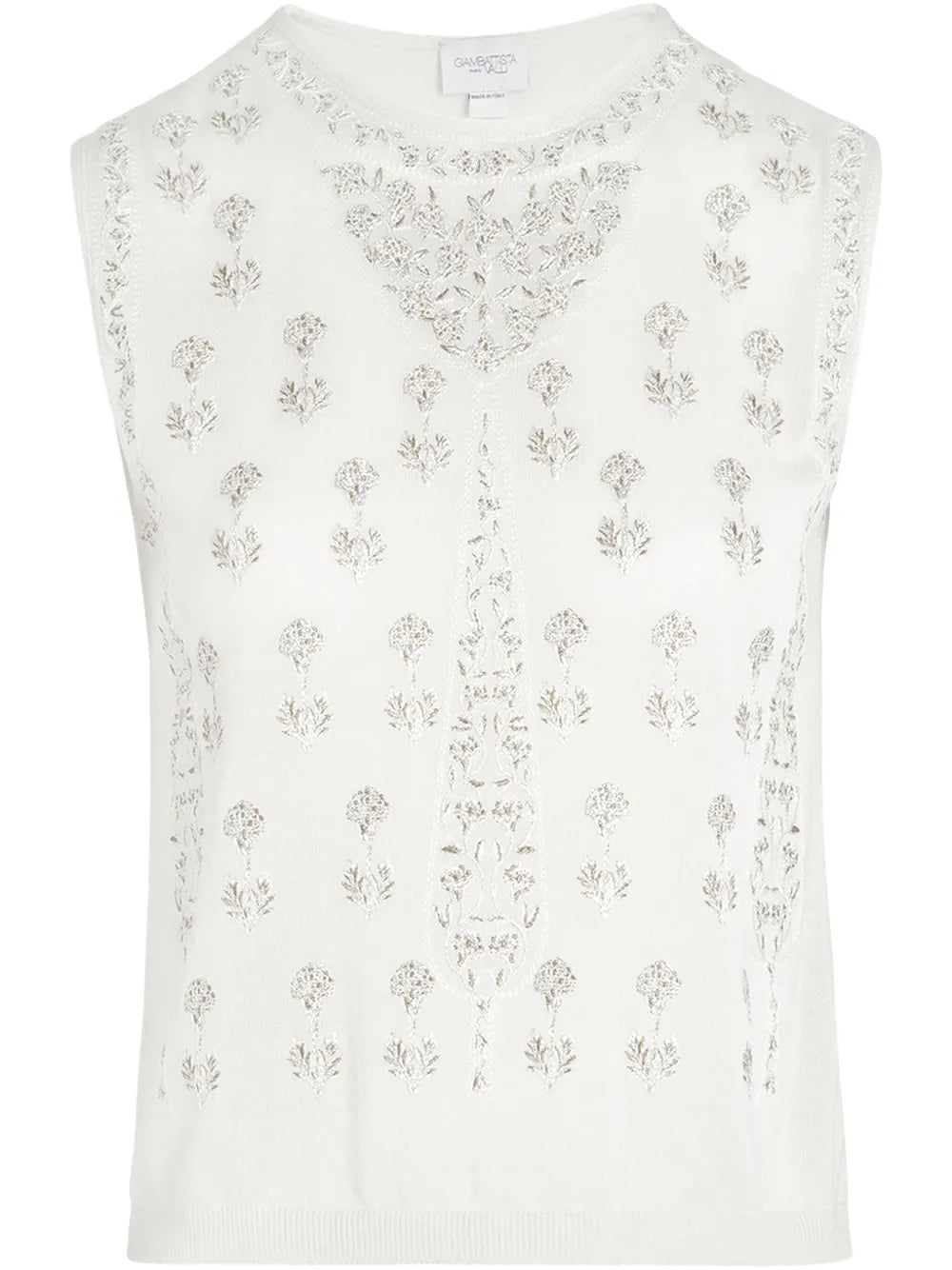 Floral-Embroidered Tank Top