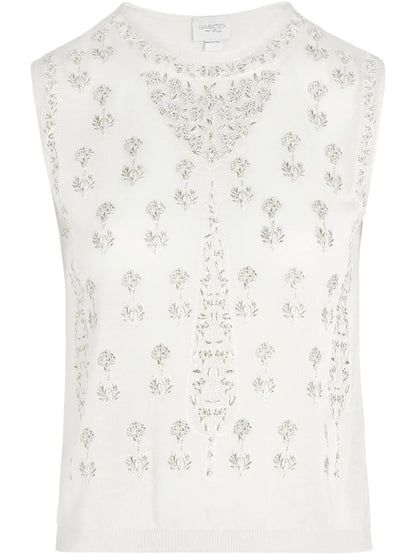 Floral-Embroidered Tank Top