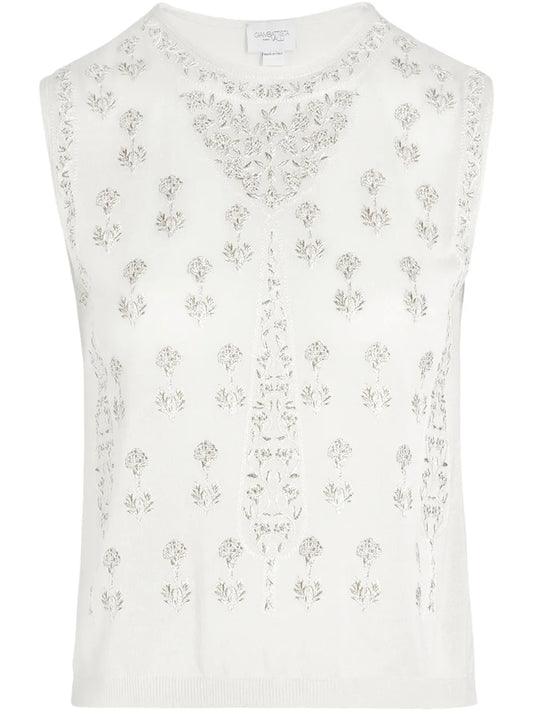 Floral-Embroidered Tank Top