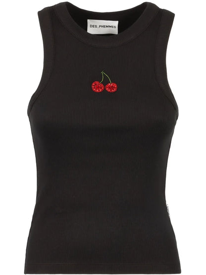 Embroidered-Motif Tank Top