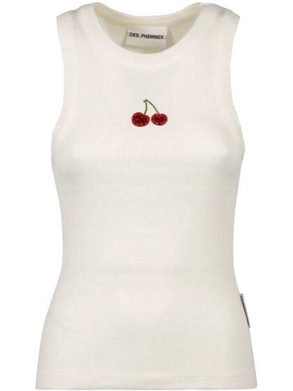 Embroidered-Motif Tank Top