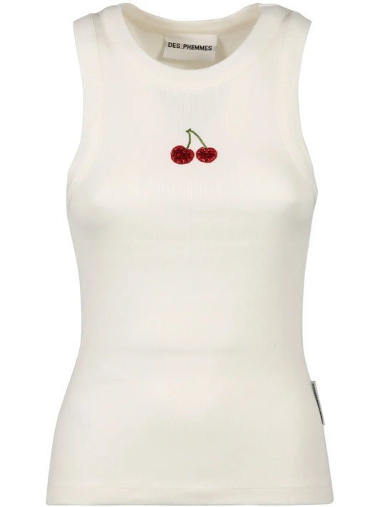 Embroidered-Motif Tank Top