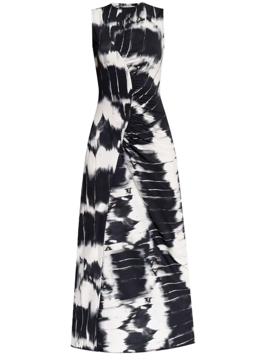 Tie-Dye Draped Maxi Dress