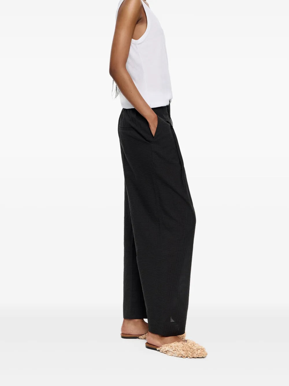 Textured Darted Trousers