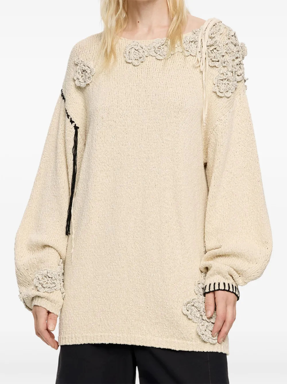 Floral-Crochet Jumper