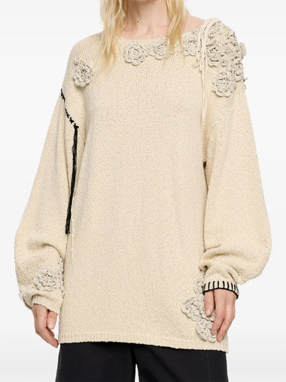 Floral-Crochet Jumper