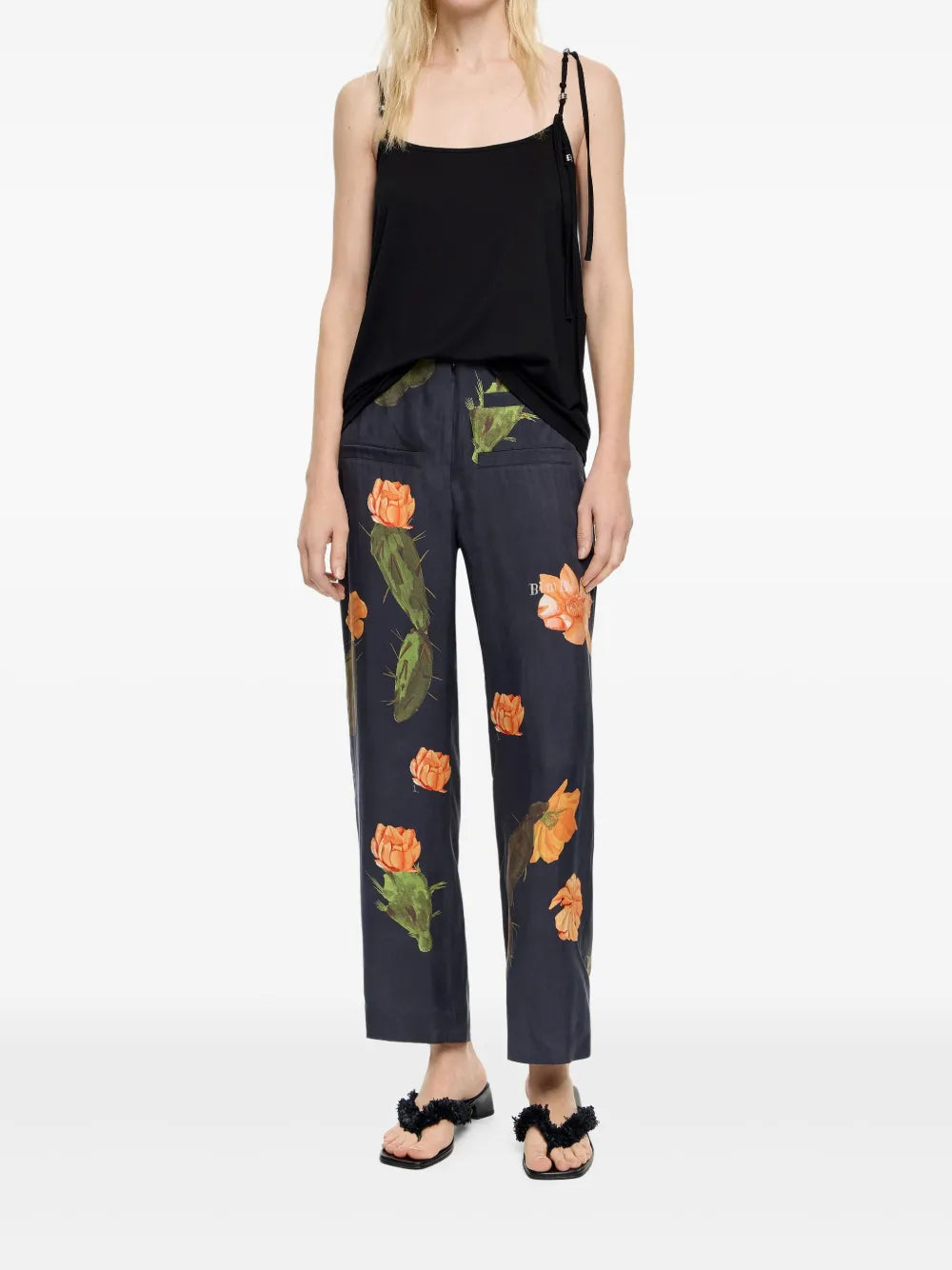 Cactus-Print Straight Trousers