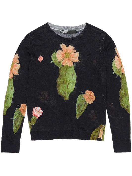 Cactus-Print Linen Jumper