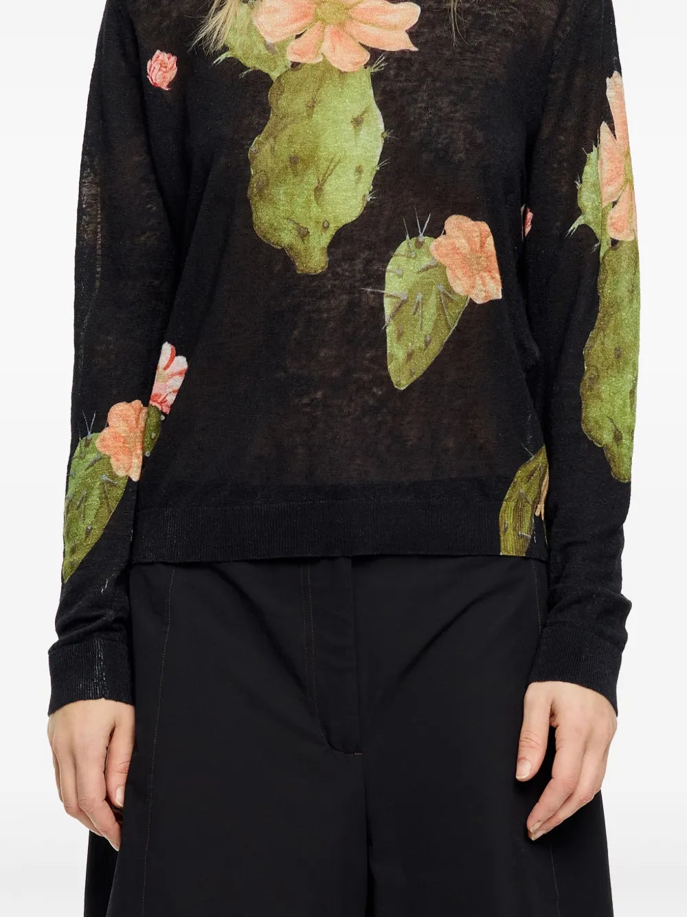 Cactus-Print Linen Jumper