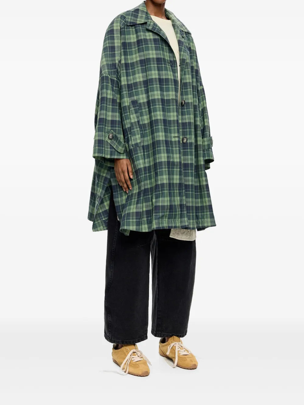 Check-Print Trench Jacket