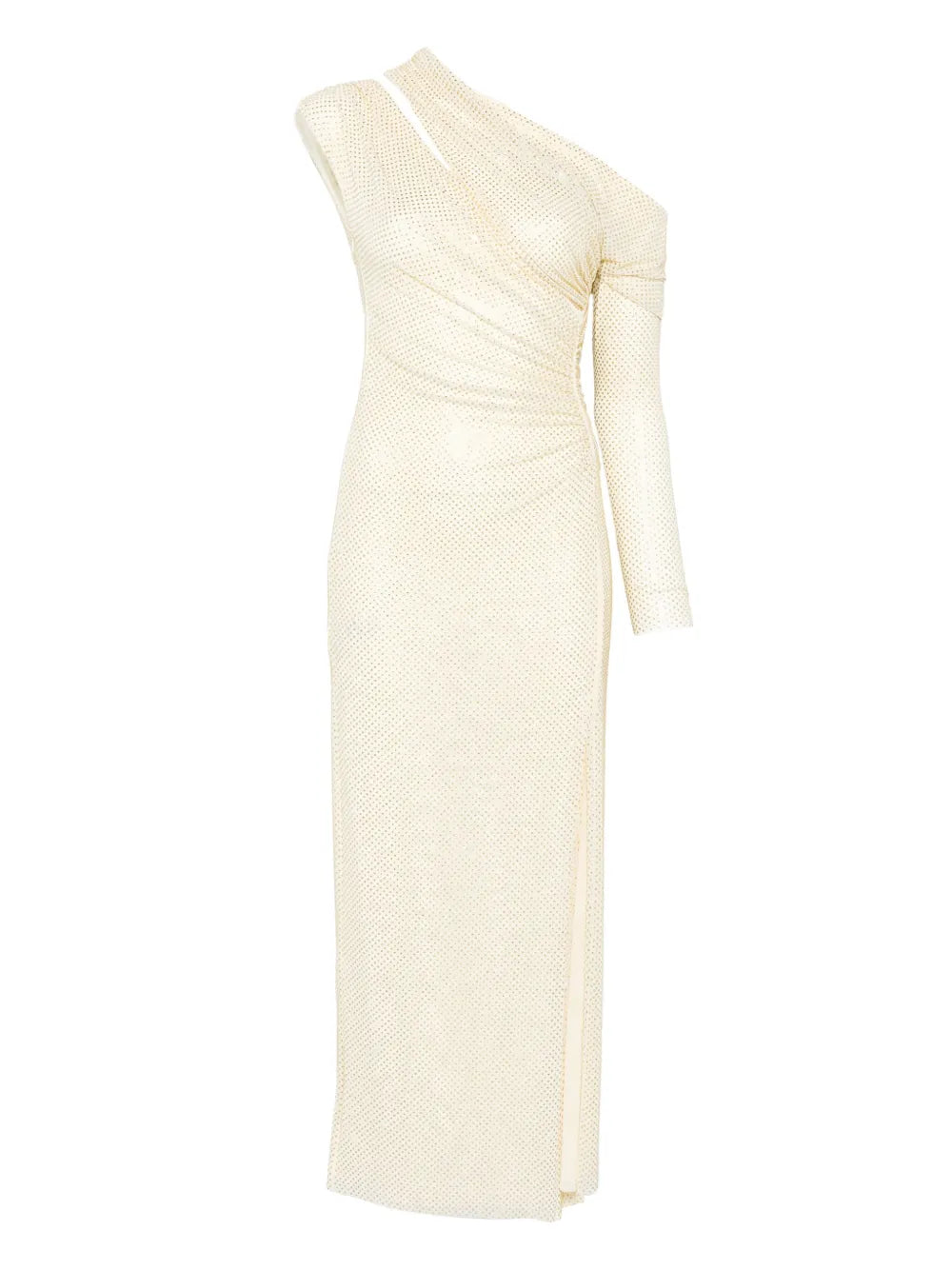 Rhinestone-Embellished Gathered Gown