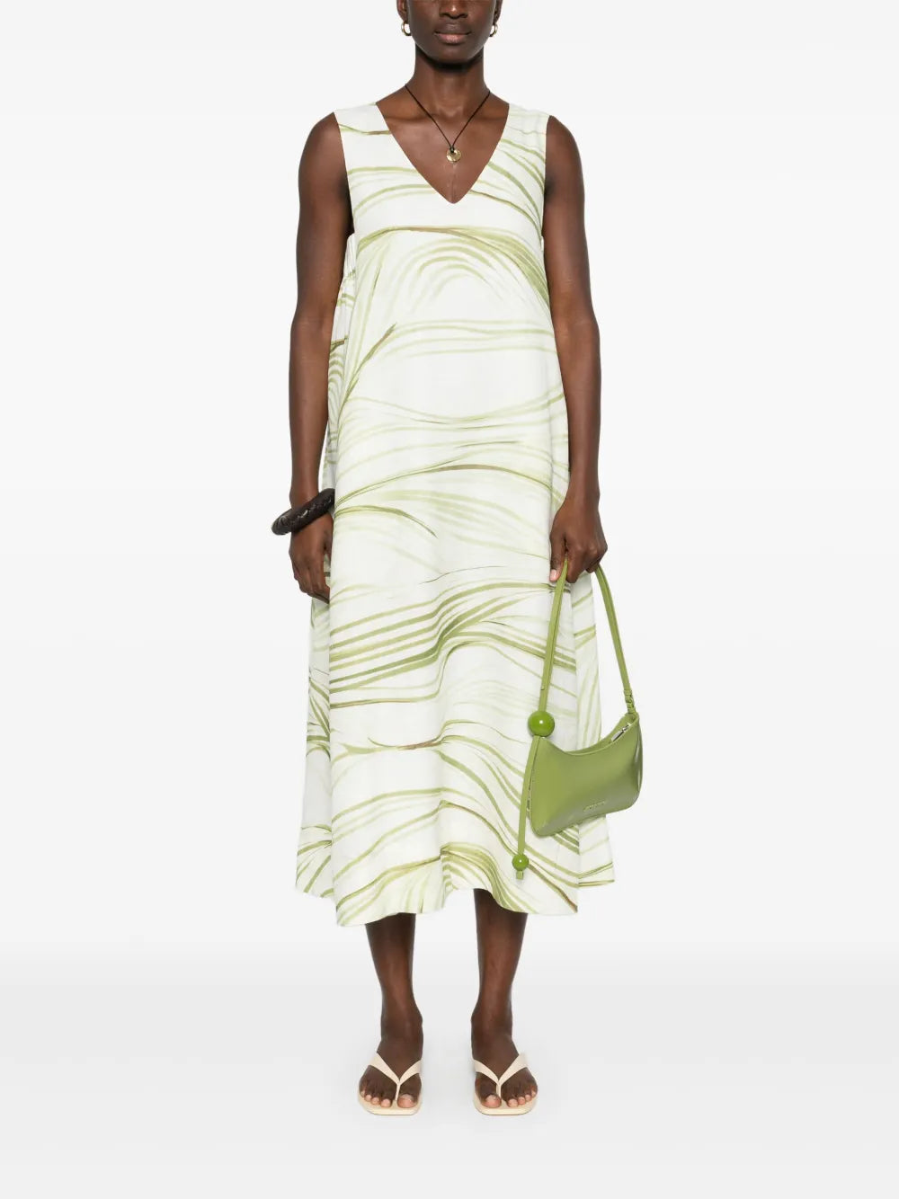 Herbal-Print Midi Dress