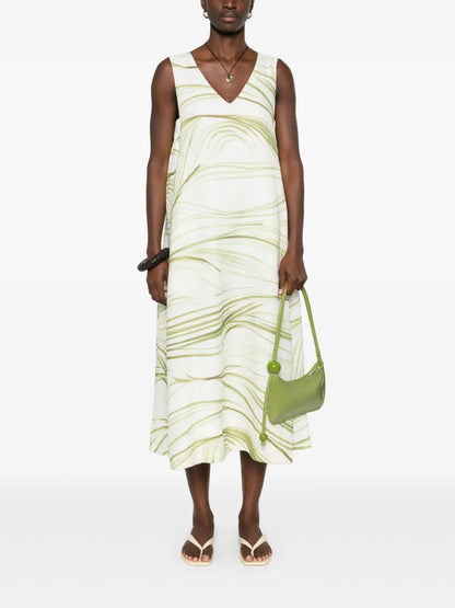 Herbal-Print Midi Dress