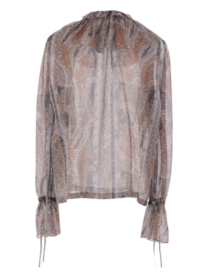 Paisley-Print Silk Blouse