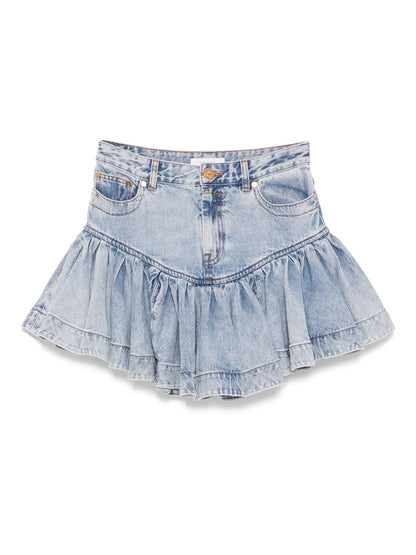 Frilled Denim Mini Skirt
