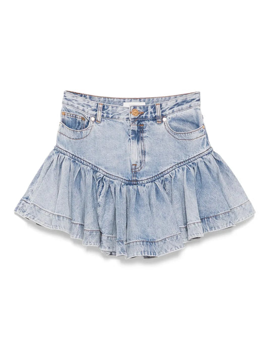 Frilled Denim Mini Skirt