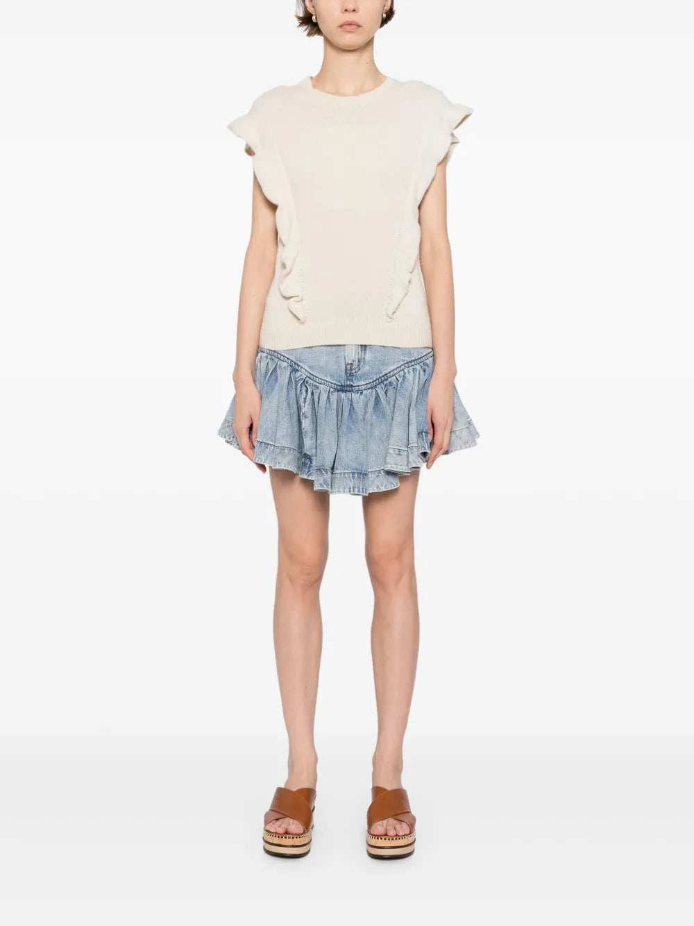 Frilled Denim Mini Skirt