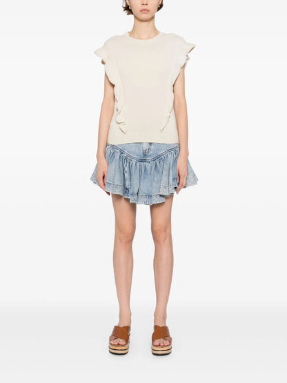 Frilled Denim Mini Skirt