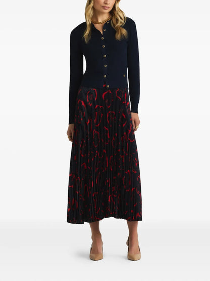Floral-Print Pleated Midi Skirt
