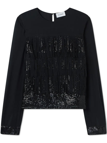 Fringe-Detail Sequinned Blouse