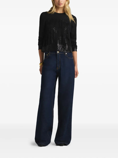 Fringe-Detail Sequinned Blouse