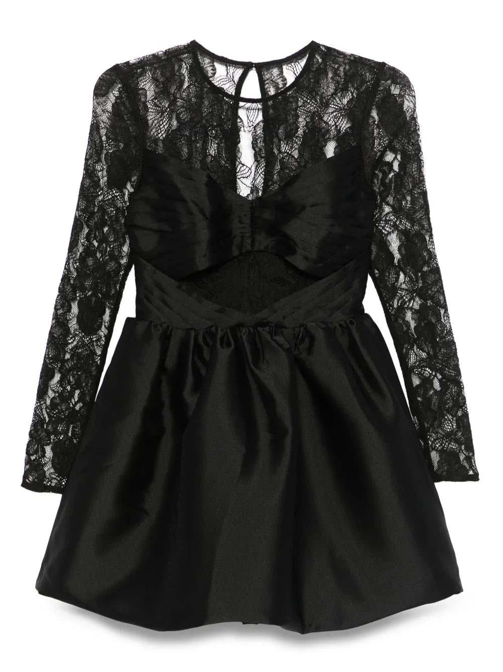 Lace-Panel Taffeta Mini Dress