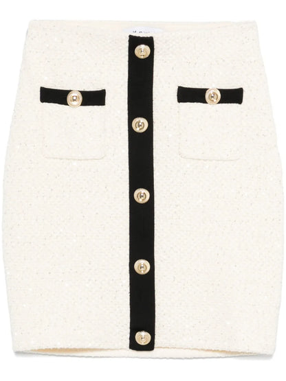 Sequin-Embellished Knitted Mini Skirt
