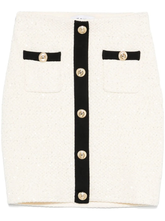 Sequin-Embellished Knitted Mini Skirt
