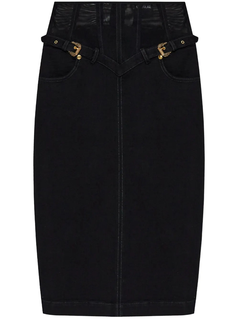 Barocco-Buckle Denim Skirt