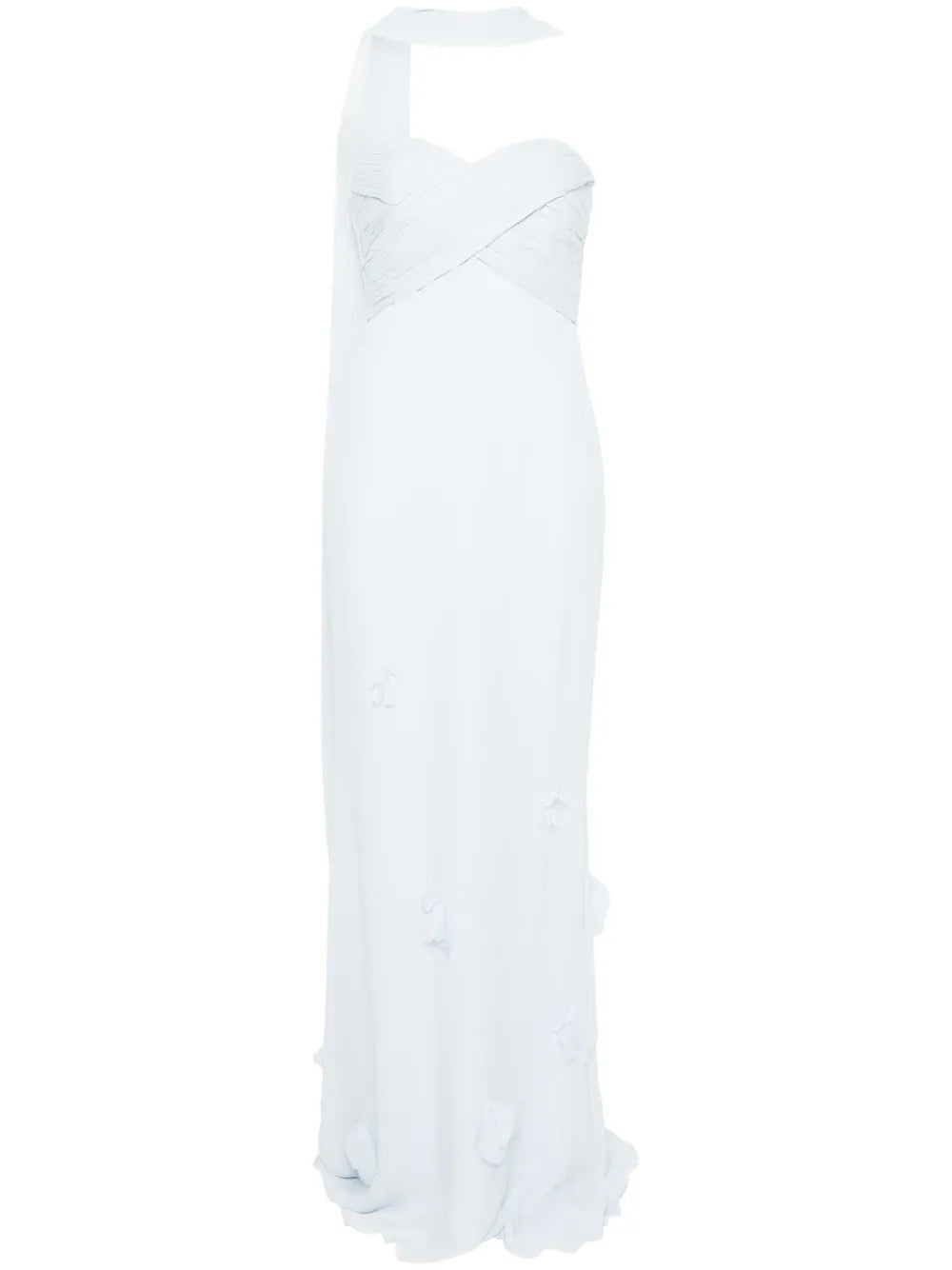 Georgette Flower-Appliqué Gown