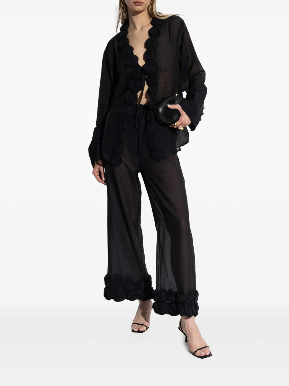 Floral-Appliqué Trousers