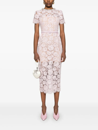 Lace Pearl-Embellished Midi Dress