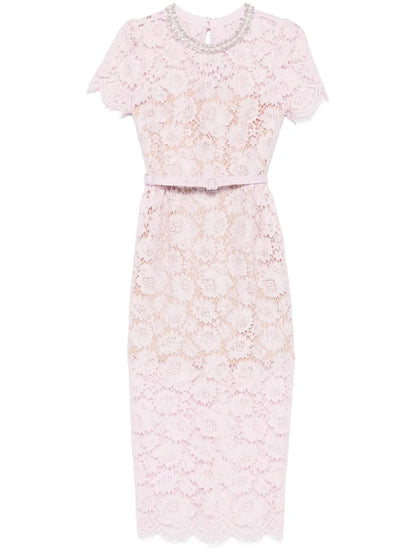 Lace Pearl-Embellished Midi Dress