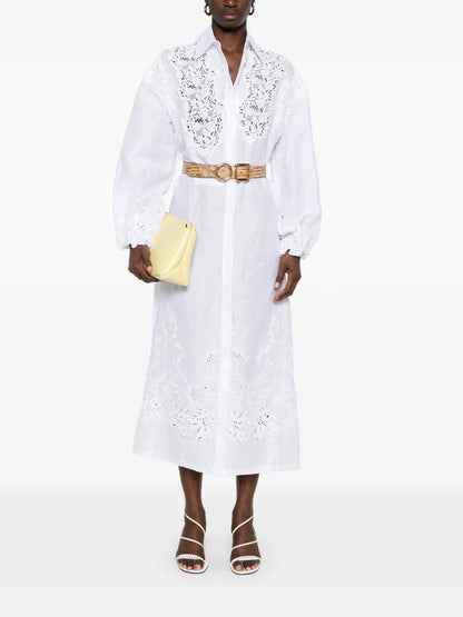 Lace-Detail Shirt Dress