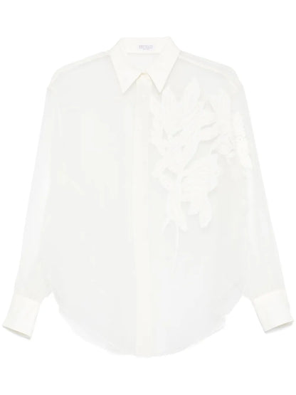 Floral-Appliqué Shirt