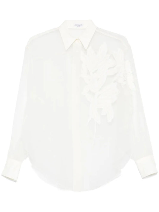 Floral-Appliqué Shirt