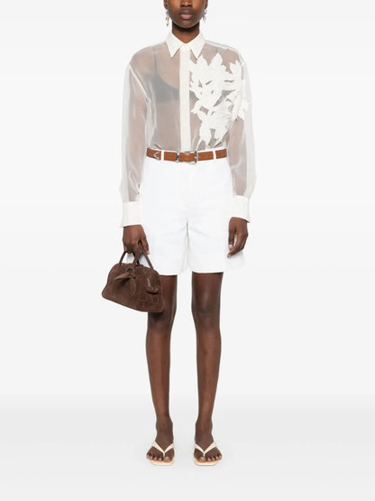 Floral-Appliqué Shirt