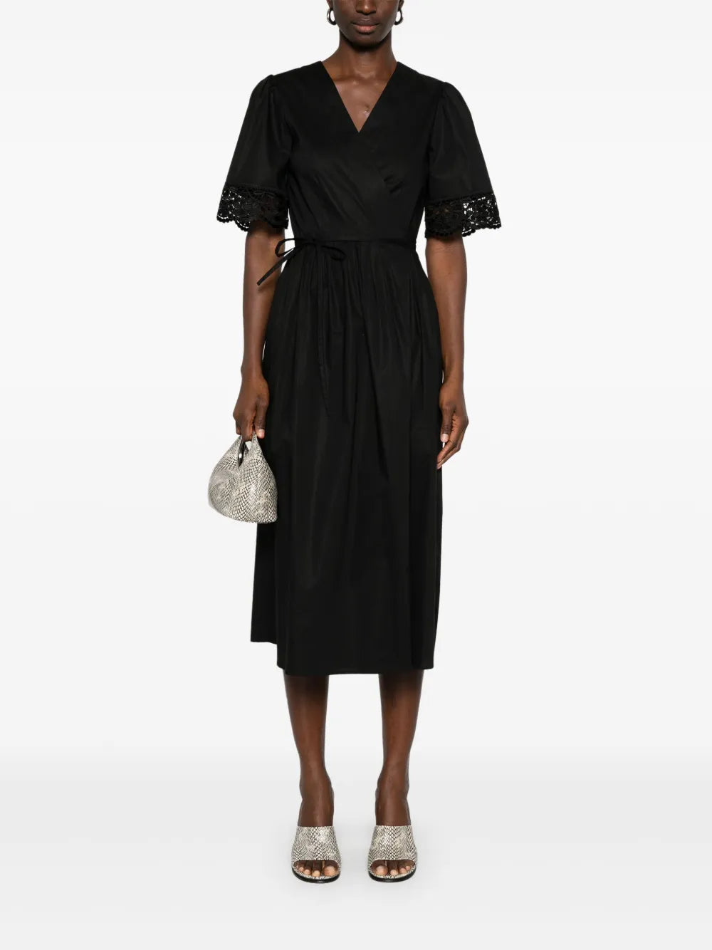 Lace-Trim Midi Dress