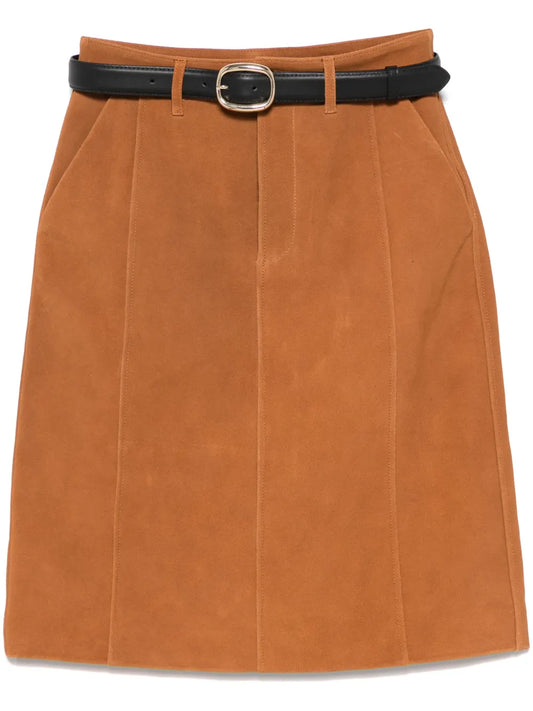 Belted Suede Skirt