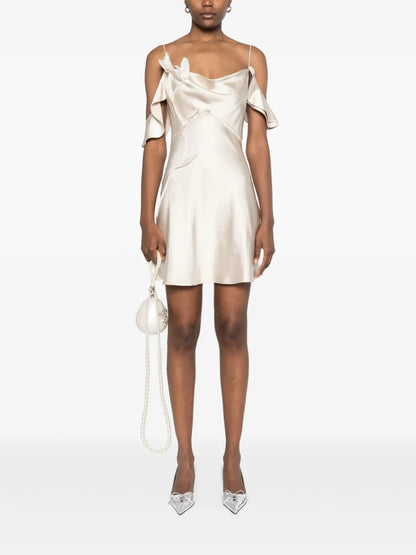 Flower Satin Mini Dress