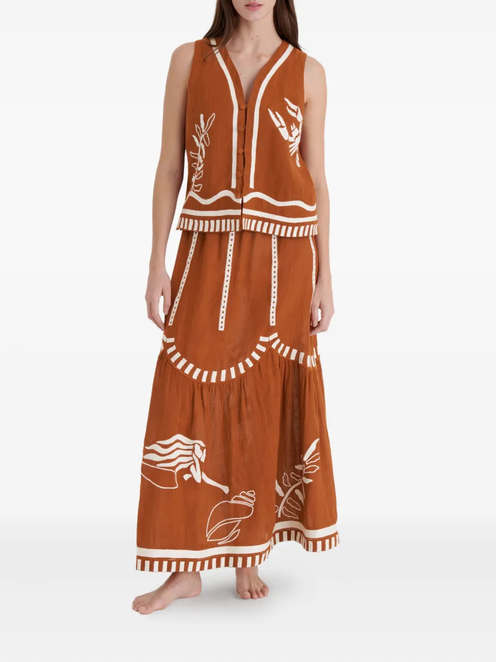 Oursin Embroidered Sleeveless Vest