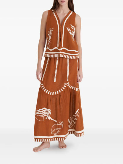 Oursin Embroidered Sleeveless Vest