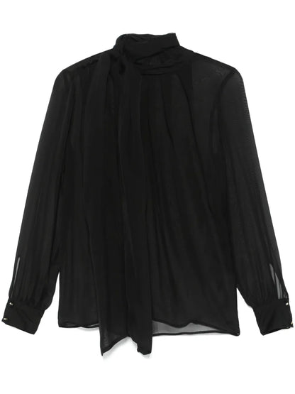 Voile Tie-Neck Blouse
