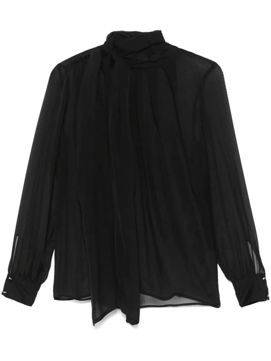 Voile Tie-Neck Blouse